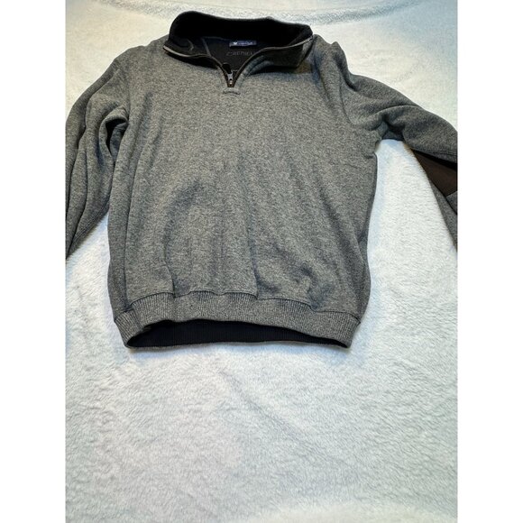 Daniel Cremieux Mens Large Pullover  Sweater Light Grey w/ Leather Elbow Patches - Picture 1 of 12
